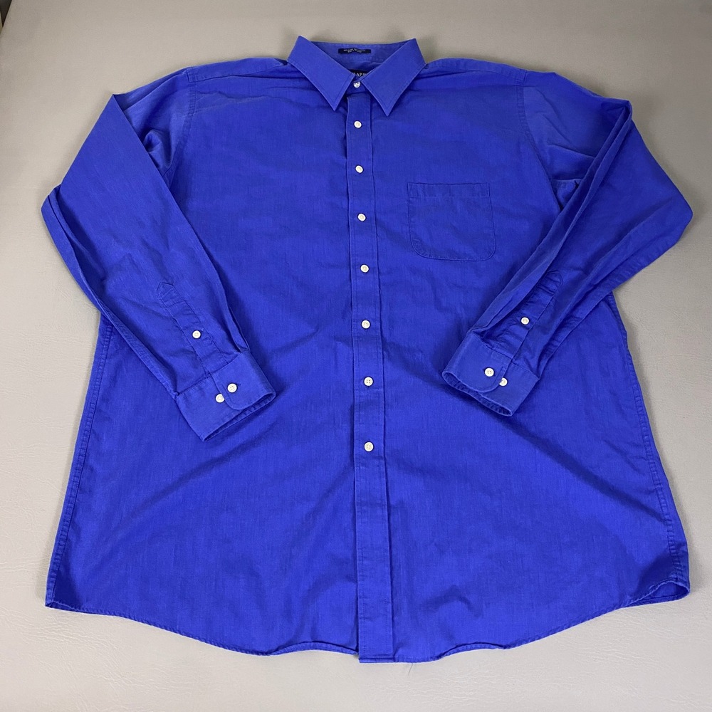 Chaps Button Down Shirt Men's XXLarge 18.5 38/39 Tall Royal Blue Wrinkle Free *